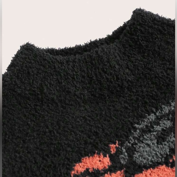 ROMWE Halloween Pumpkin Pattern Mock Neck Crop Sweater - Picture 4 of 4